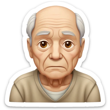 sad elderly man with wrinkles and drooping shoulders looking melancholic sticker