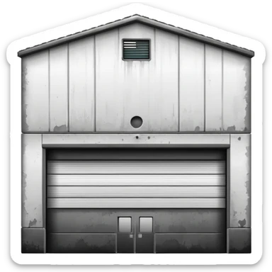 a 2d warehouse in black and white for a report from the outside sticker