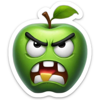 a really angry apple sticker