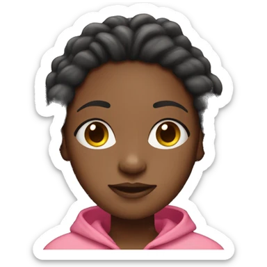 Black girl with dreadlocks wearing a pink hoodie sticker