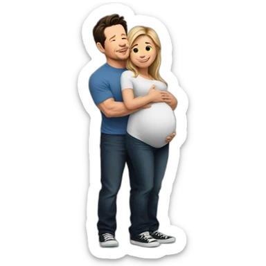 Pregnant mark Wahlberg being hugges sticker
