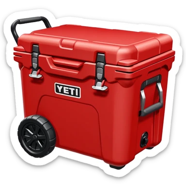 Red yeti style cooler with wheels  sticker
