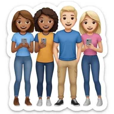 4 inclusive friends (3 girls and 1 man) laughing sticker