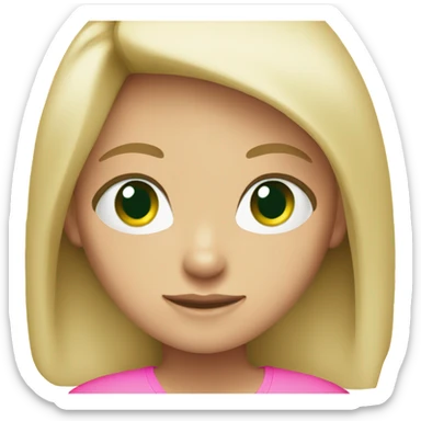 blonde girl green eyes straight hair pink shirt sticker