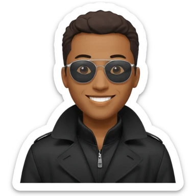 black man in black trenchcoat and matrix sunglasses sticker