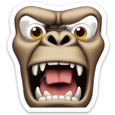 Emoji of an angry Kong gorilla screaming in rage. sticker