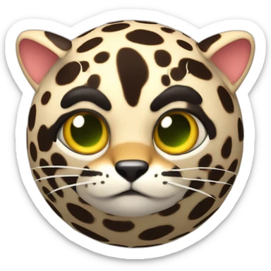 3d sphere with a cartoon nauseated netherrack Ocelot skin texture with stupid eyes sticker