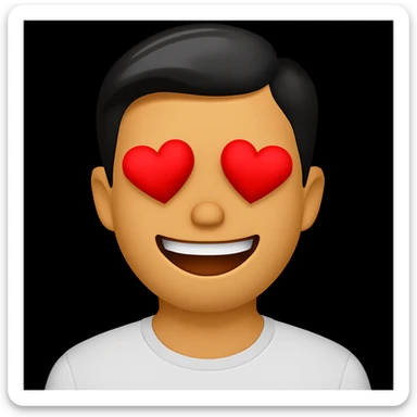 Edit the face of the character in the original emoji style to look in love, with heart eyes and a big smile. Maintain the style and colors consistent with the original emoji. sticker
