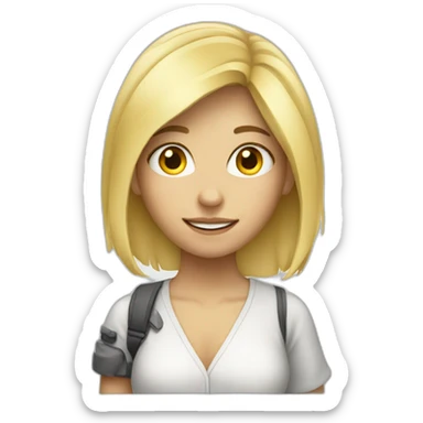 blonde girl with antenna sticker