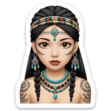 tribal girl Tattooed, white skin sticker