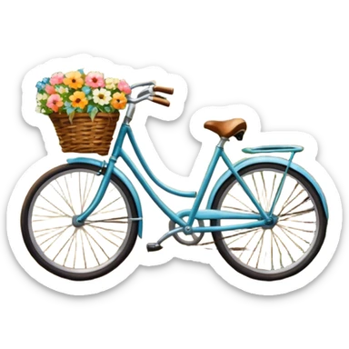 bicycle with a basket of flowers, dreamy lighting, soft painterly textures, whimsical and nostalgic, Afremov style sticker