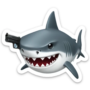 shark with gun sticker
