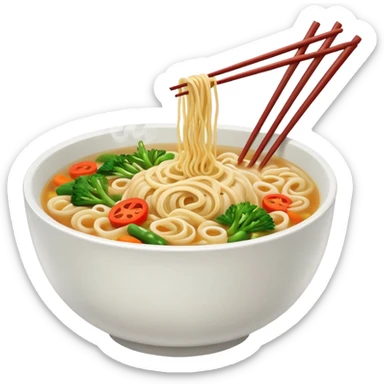 Draw a hot bowl of noodles with chopsticks & steam rising. sticker