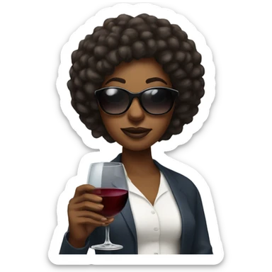 Black girl wearing sunglasses holding a glass of wine  sticker