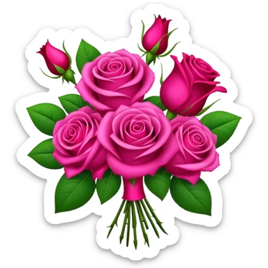Roses fushia red mix bouquet sticker