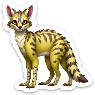 Feral Rare Fantasy vibrant warm-colored Vernid-Sergal-Genet-species by LiLaiRa, random markings, tufted ears, full body, 4 legs sticker