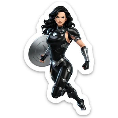 smiling superhero girl in armor sticker