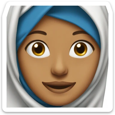 Bengali girl with blue hijab with white teeth sticker