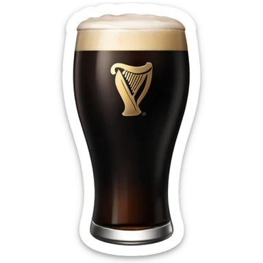 Pint of guiness with the glass only full to the g in the guiness logo on glass sticker