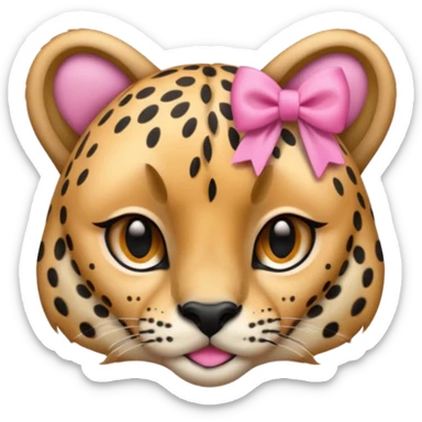Cheetah  with a small pink bow on her ear￼ sticker