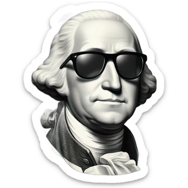 A one dollar bill with George Washington wearing sunglasses  sticker