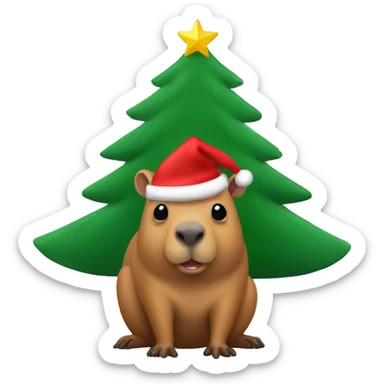 Capibara with Christmas tree  sticker