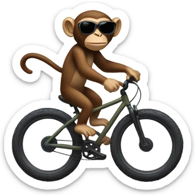 Monkey with sunglasses riding a mountain bike  sticker