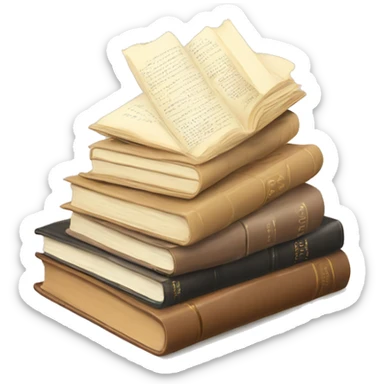 Cute beige book stack, top book opened sticker