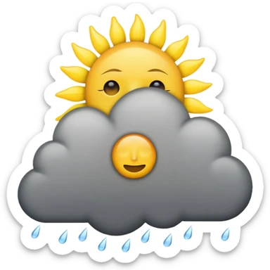 a sun with a large cloud blocking it with rain no face at all sticker