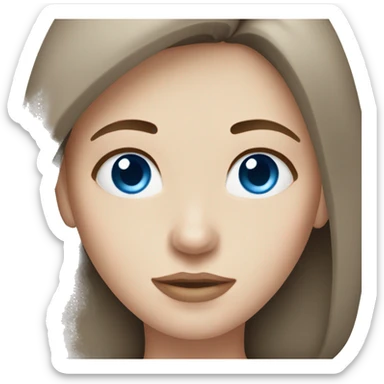 Woman with brown hair blue eyes and pale skin sticker