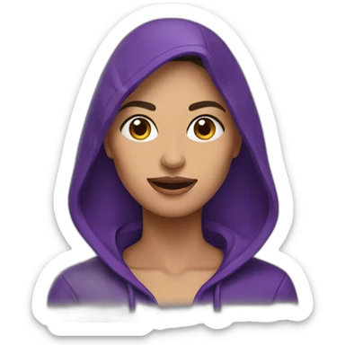 Armenian Woman  with purple hoodie and with a snake tongue sticker