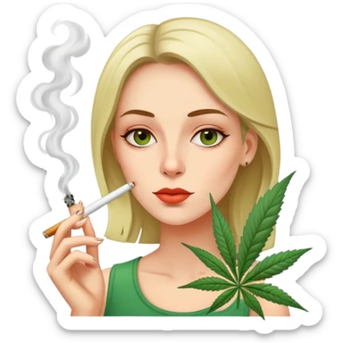 A women smoking weed sticker