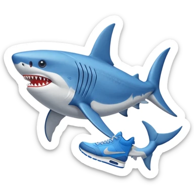 Tiburón con 3 piernas y zapatillas nike azules  sticker