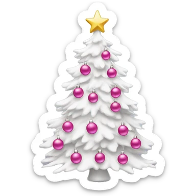 white christmas tree with pink ￼￼ornaments  sticker