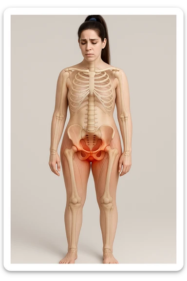 donna con dolore al pavimento pelvico dimagrire in 3D realistica,  immagine anatomica sticker