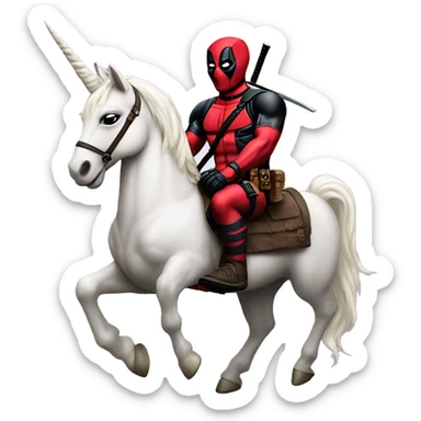 deadpool on unicorn sticker