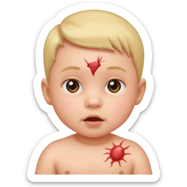 baby with skin rash sticker
