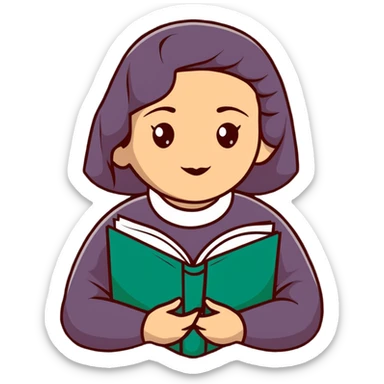 Sor Juana Inés de la Cruz, Mexican writer and poet with books sticker
