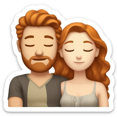 Brown haired husband and ginger haired wife sleeping together sticker
