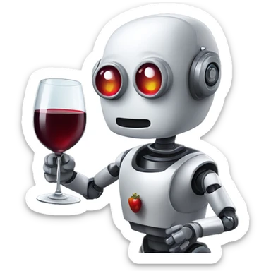cute french robot drinking red wine sticker