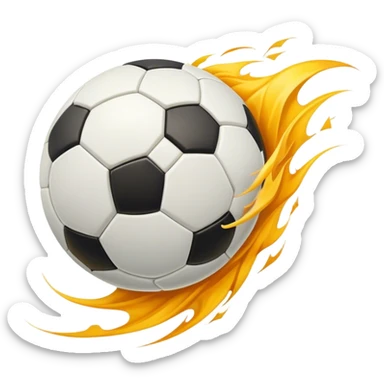 Cinematic Realistic image of a soccer ball soaring through the air, capturing dynamic motion and finely detailed textures with a dramatic, high-energy lighting that evokes the thrill of the game sticker