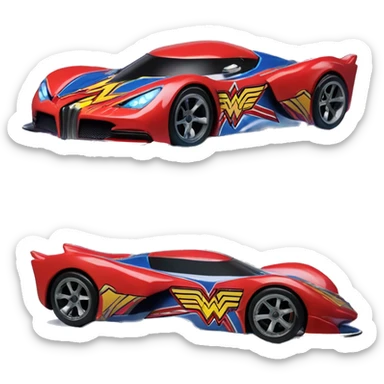 Side view Wonder Woman’s Hypercar hot wheels rc car with large bright headlights at night sticker