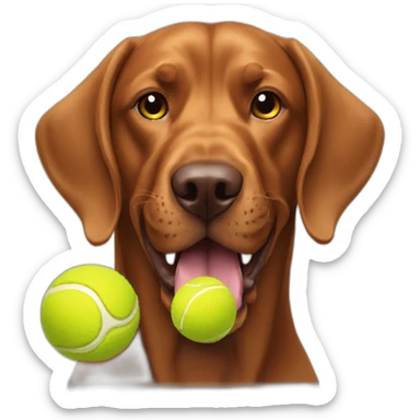vizla dog playing with tennis ball sticker