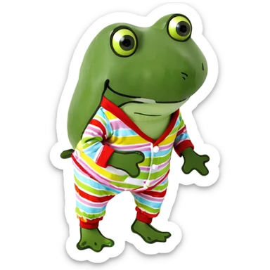 Frog with pajamas on sticker