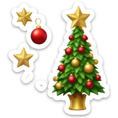 Christmas tree with red and gold ornaments  sticker