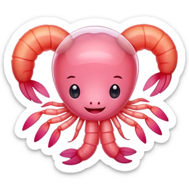 jelly prawn with a cute face sticker