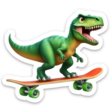 Dinosaur riding a skateboard sticker