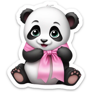 Baby panda with pink boww  sticker