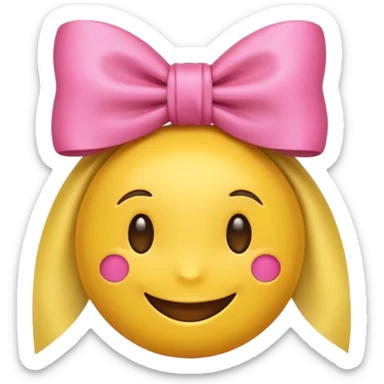 Happy emoji with a pinnk bow sticker