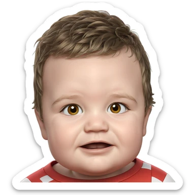 curious boy in red shirt sticker